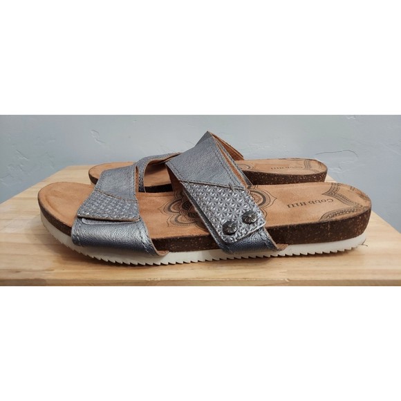 Rockport Cobb Hill Women's Silver Slip-on Sandals Shoes in size 10 - Picture 3 of 6